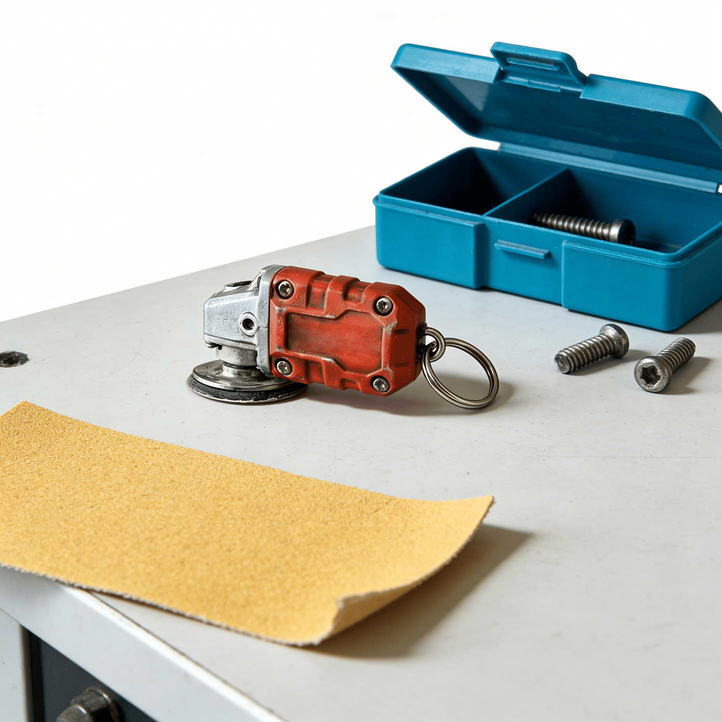 🛠️2-in-1  Mini Grinder Keychain: On-the-Go Smoothing Tool + Tool Enthusiast Collectible